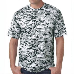 Badger Sport Men's White Digi-Camo Crewneck Short Sleeve Jersey T-Shirt